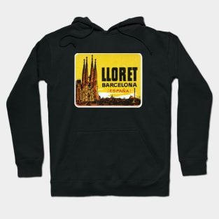 Lloret Barcelona Vintage Landscape Sagrada Familia Spain Hoodie